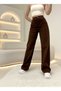 Women's Bitter Brown Stretch Fabric Super High Waist Wide Leg Denim Palazzo Pants - 3