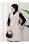 Women's Belted Buttoned Sleeveless Trench Vest - 4