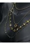Quadruple Steel Chain Heart Model Bulk Classic Stylish Style Romantic Love Themed Yellow Color Steel Necklace - 5