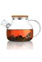 Borosilicate Glass Teapot Set with Candle Warmer Base & Bamboo Lid - Heat Resistant 1.5L - 2