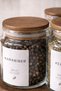 Set of 7 Glass Spice Jars with Wooden Lids |   Top Stand with Wooden Stand |   12 Spice Labels - 2