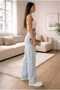 Women's Ice Blue Snow Wash Stretch Fabric Super High-Waisted Loose-Leg Denim Palazzo Pants