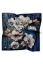 Striped Floral Pattern Sparkling Crystal Scarf - 2