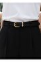 100% Genuine Leather Black Women's Belt with Antique Buckle - 3