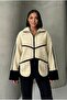 Women's Cream Black Plush Fleece Jacket - 2