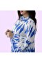 Printed Cotton Galabeya in Blue جلابية قطن مطبوع باللون الازرق