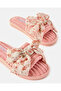 Women Pink Bow Trim Slippers - 3