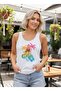 Palmiye Surf Printed Women's White Off-The-Shoulder Strap Summer Cotton T-Shirt