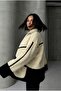Women's Cream Black Plush Fleece Jacket - 4