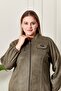 Women's Large Size Hijab Suede Cap Top Coat with Neck and Zipper Long Hijab Suede Top Coat