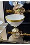 Elif 7 Piece Gold Detailed Metal Cast Porcelain Serving Plate Set with Metal Cast Legs - 3