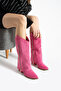 Diva Fuchsia Suede Boots with Zipper Detail and 6 cm Heel - 2