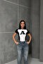 Ar Printed White Sleeve Detailed Crop T-Shirt - 4