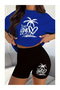 Women's Live Love Printed T-Shirt and Short Leggings Bottom Top Set