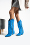 Diva Cobalt Suede 6 cm Heeled Boots with Zipper Detail and Dust Cover - 3