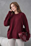 Burgundy Soft Textured Long Sleeve Knit Sweater