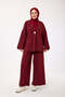 44157 - Stylish Comfortable Casual Felt Knitwear Women's Set with Pants and Single Button Jacket