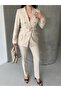 Double Breasted Blazer Suit with Buckle Buttons - 8