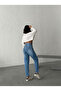 Blue Embroidered High Waist Belt Apollet Mom Jeans - 2