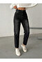 Black Embroidered High Waist Belt Apollet Mom Jeans - 3