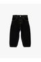 Cotton Relaxed Fit Denim Trousers with Elasticated Waist and Buttons - 3