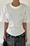Women's White Short Sleeve Backless Slim Fit Blouse/T-Shirt - 4