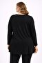 Women's Plus Size Black, Printed Long Sleeve A-Line Viscose Blouse 65N39354 - 5