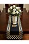 Black and White Square Patterned Runner & 4-Piece Square Placemat Set - 2