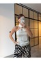 Halter Neck Satin Blouse with Gold Accessories Ecru