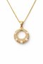 Gold Color Women's Necklace with Pearl Detail and Zircon Stone Round Ring Figure - Non-Tarnish Steel