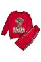 Girl's Cotton Fabric Red Color Leopard Buckle Patterned Long Sleeve Winter Tracksuit Set - 4