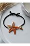 Orange Starfish Gold Fish Handmade Polymer Clay Bracelet Women's Black Bracelet - 3