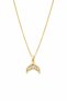 Zircon Stone Gold Color Crescent Pointed Elegant Women's Necklace - Non-Tarnish Steel