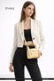 Wrinkled Textured Yellow Shk214 Single Compartment Handbag, Arm Bag, and Shoulder Bag with Bow Detail, Snap Closure, and Crossbody Strap - 8