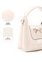 Crinkle Textured Cream Shk214 Single Compartment Hand, Arm and Shoulder Bag with Bow Detail, Snap Fasteners and Crossbody Strap - 5