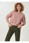 Kadın Pembe Oversize Triko Kazak - 5