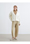 Ecru V-Neck Self-Patterned Women's Knitwear Cardigan - 2