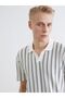 Lcw Vision Polo Neck Striped Combed Cotton Men's T-Shirt
