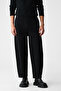 Anomos Men's Cotton Elastic Waist Double Pockets Wide Leg Relaxed Fit Black Sweatpants - 2