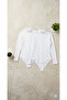 Women's Cotton Stretch Fabric Combed Cotton Long Sleeve White High Neck 2-Piece Snap Fastener Bodysuit