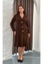 Women's Plus Size V-Neck Seashell Brooch Long Sleeve Stretchy Midi Evening Dress 25101 - 5