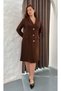 Women's Plus Size V-Neck Seashell Brooch Long Sleeve Stretchy Midi Evening Dress 25101 - 6