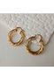 Gold Steel Shiny Striped Model Vintage Women's Hoop Earrings - 2