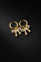 Gold Color Stone Bow Steel Hoop Earrings - 4