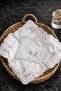 Set of 6 White Silver Embroidered Presentation Napkins Coffee and Tea Coasters
