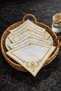 Set of 6 White Base Gold Embroidered Presentation Napkins Coffee and Tea Coaster Set