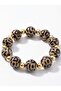 Gold Detailed Leopard Pattern Beaded Elastic Women's Bracelet I Special Boxed