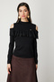 Off-The-Shoulder Tulle Detailed Knitwear Sweater 60475 - 2