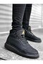 Men's Black Daily Faux Leather Lace-up Winter Boots with Fur Inside, Water-Resistant Stylish and Comfortable Boots - 8
