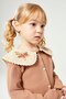 Girl's Floral Embroidered Collar Detailed Top and Bottom Set